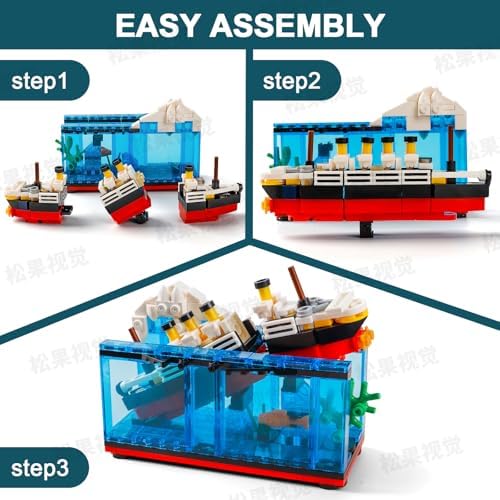 PYPIBAWLY Titanic Sink and Break in Half Toy Building Blocks Set  Titanic Toys for Kids  Titanic Cruise Ship Model Toy  Titanic Model Ship Kit  Boat Bricks Kit 247 PCs
