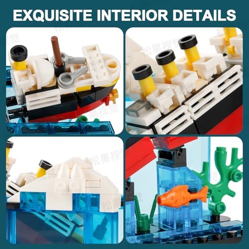 PYPIBAWLY Titanic Sink and Break in Half Toy Building Blocks Set  Titanic Toys for Kids  Titanic Cruise Ship Model Toy  Titanic Model Ship Kit  Boat Bricks Kit 247 PCs