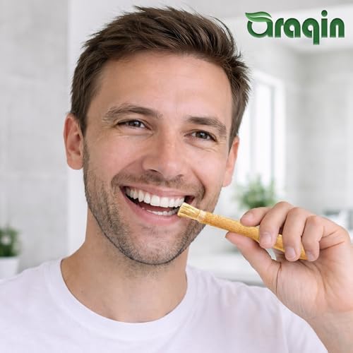 Pack of 5 Miswak Sticks for Teeth with 1 Holder   Natural Toothbrush Stick for Teeth Whitening & Healthy Gums   Vacuum Sealed Sewak Sticks for Teeth   Peelu Wood Miswak Toothbrush