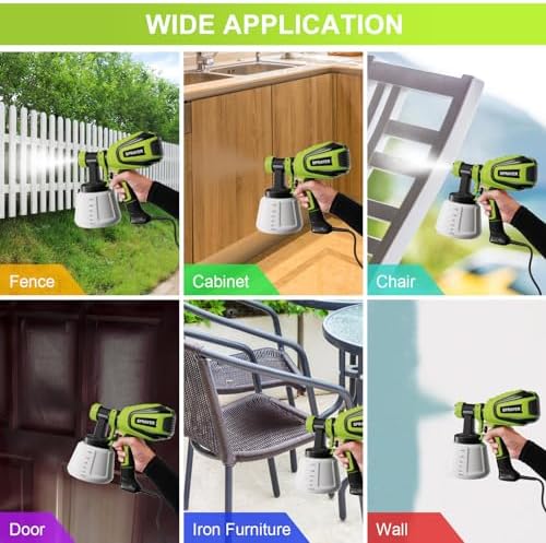 Paint Sprayer  700W HVLP Spray Gun with Cleaning & Blowing Joints  4 Nozzles and 3 Patterns  Easy to Clean  for Furniture  Cabinets  Fence  Walls  Door  Garden Chairs etc  VF803