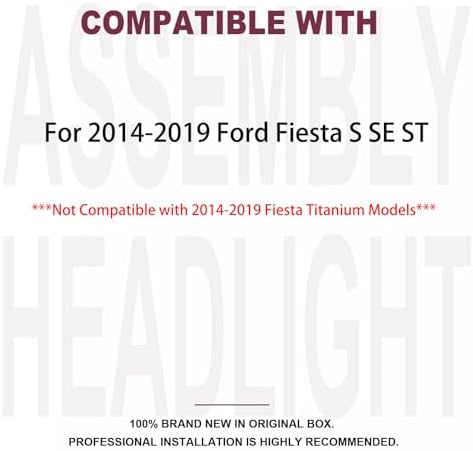 Pair Headlights Assembly With Bulbs For 2014 2019 Ford Fiesta S SE ST Sedan Hatchback Halogen Headlights Replacement Headlamps Chrome Housing Amber Reflector