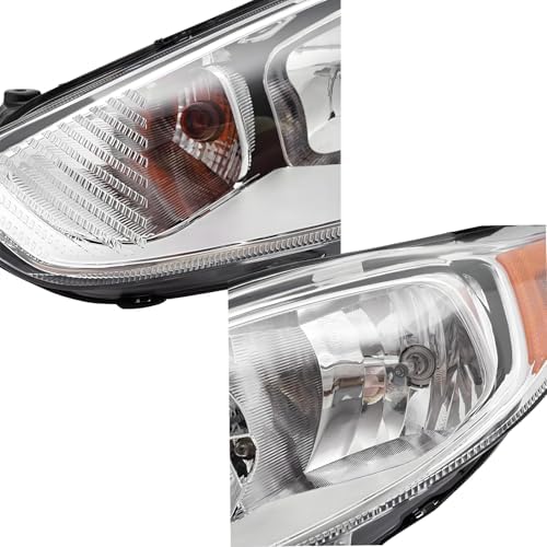 Pair Headlights Assembly With Bulbs For 2014 2019 Ford Fiesta S SE ST Sedan Hatchback Halogen Headlights Replacement Headlamps Chrome Housing Amber Reflector