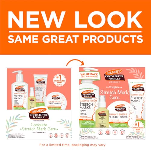 Palmers Cocoa Butter Formula Pregnancy Skin Care Kit for Stretch Marks and Scars  Dermatologist Approved  Gift for Mom to Be  4 Piece Full Size Set