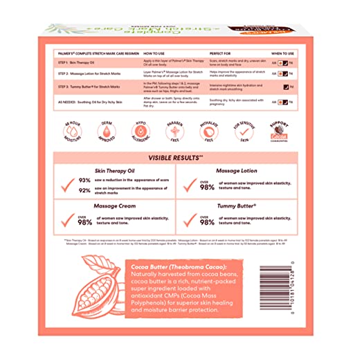 Palmers Cocoa Butter Formula Pregnancy Skin Care Kit for Stretch Marks and Scars  Dermatologist Approved  Gift for Mom to Be  4 Piece Full Size Set