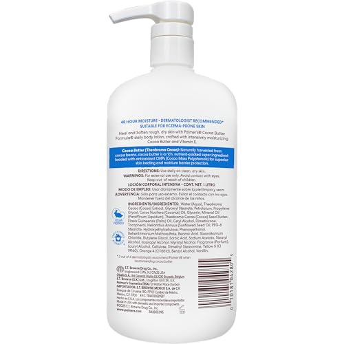 Palmers Cocoa Butter Formula Daily Skin Therapy Body Lotion  33 8 Oz Pump Bottle  Intensive Moisturizer for Dry and Eczema Prone Skin  Enriched with Vitamin E  Helps Provide 48 Hour Deep Hydration
