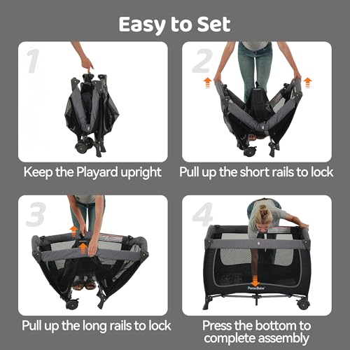 Pamo Babe Baby Playard with Canopy  Portable Crib with Changing Table