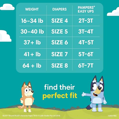 Pampers Training Pants   Easy Ups Boys & Girls Bluey   Size 6T 7T  13 Count  Childrens Potty Underwear