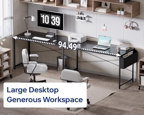 Pamray 64 5 Inch Reversible L Shaped Gaming Desk Large Corner Computer Desk with Storage Bag Home Office Table for Writing Study Orange