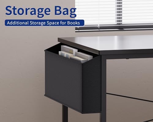 Pamray 64 5 Inch Reversible L Shaped Gaming Desk Large Corner Computer Desk with Storage Bag Home Office Table for Writing Study Orange