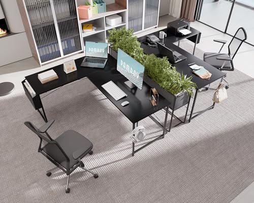 Pamray 64 5 Inch Reversible L Shaped Gaming Desk Large Corner Computer Desk with Storage Bag Home Office Table for Writing Study Orange