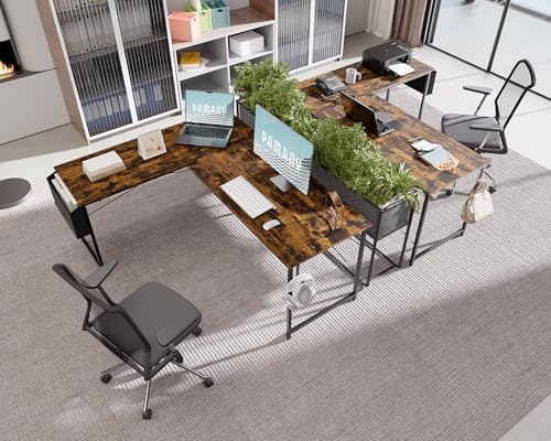 Pamray 64 5 Inch Reversible L Shaped Gaming Desk Large Corner Computer Desk with Storage Bag Home Office Table for Writing Study Orange