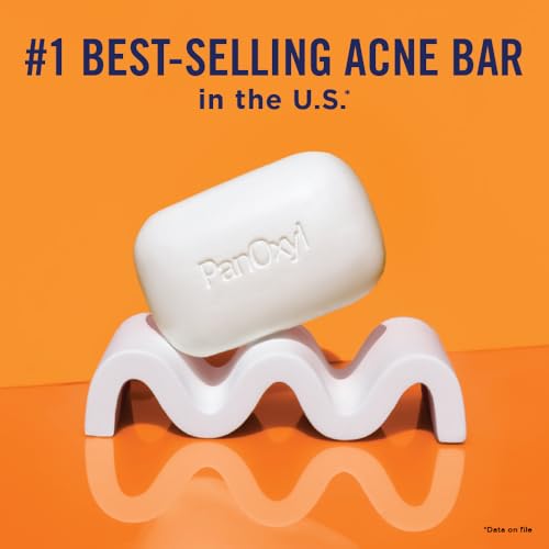PanOxyl Acne Treatment Bar with 10  Benzoyl Peroxide  Maximum Strength Bar Soap for Face  Chest and Back  Benzoyl Peroxide Soap Body Wash  Vegan  For Acne Prone Skin  4 oz
