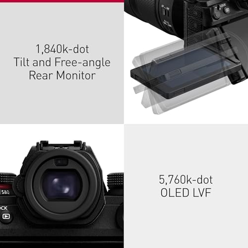 Panasonic LUMIX S1II 6K Digital Camera  Mirrorless Full Frame  Hybrid Shooting with 24 1MP  5 1K 60p Open Gate Video  15 Stops Dynamic Range  Prores RAW HQ Internal Recording  L Mount   DC S1M2  Black