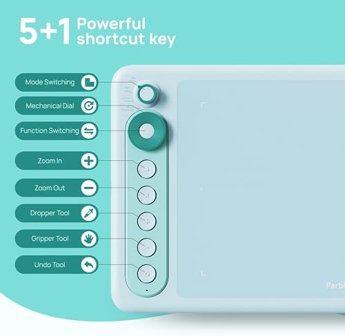 Parblo Intangbo X7 Drawing Tablet 7x4 inch Graphics Tablets Digital Drawing Tablet with Mode Switch 6 Customized Keys Battery Free Stylus S01 for Digital Art Design Work with Window/Mac Android