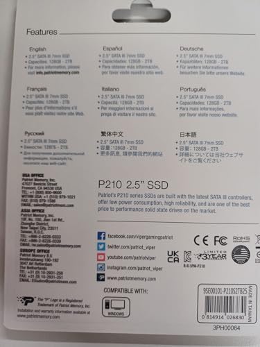 Patriot Memory P210 SATA 3 256GB SSD 2 5 Inch Internal Solid State Drive 10 Pack  Lot of 10   P210S256G2510