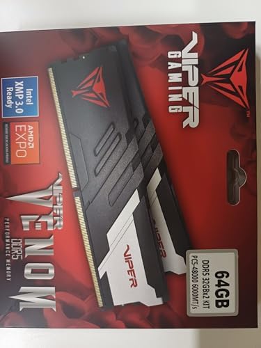 Patriot Memory Viper Venom DDR5 RAM 64GB  2X32GB  6000MHz CL36 1 35v UDIMM Desktop Gaming Memory Kit Compatible with Intel XMP/AMD Expo   PVV564G600C36K