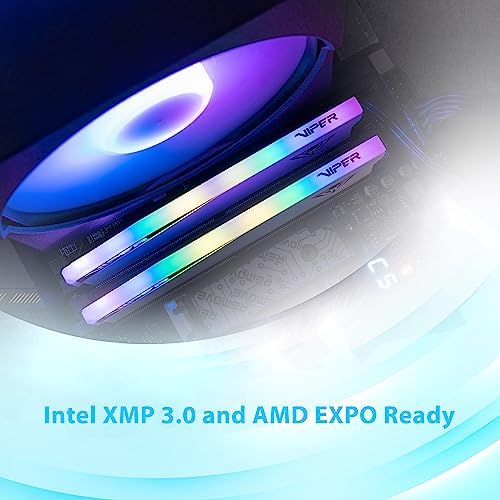 Patriot Memory Viper Elite 5 RGB DDR5 RAM 32GB (2X16GB) 6000MT/s CL30 1.35v UDIMM Kit de memoria para juegos de escritorio compatible con Intel XMP/AMD Expo - PVER532G60C30KW