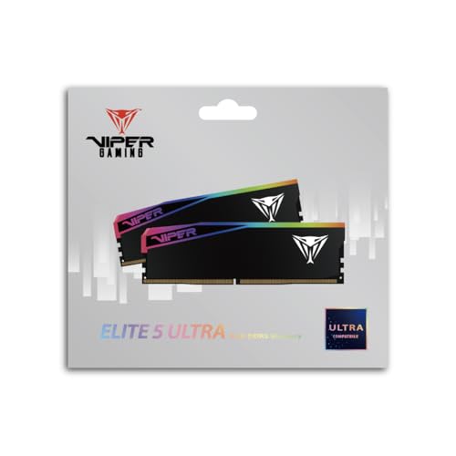 Patriot Viper Elite 5 Ultra Gaming RGB DDR5 RAM 32GB  2X16GB  6000MT/s CL28 1 4v UDIMM Desktop Gaming Memory Kit Compatible with Intel XMP AMD Expo   VEUR532G6028K
