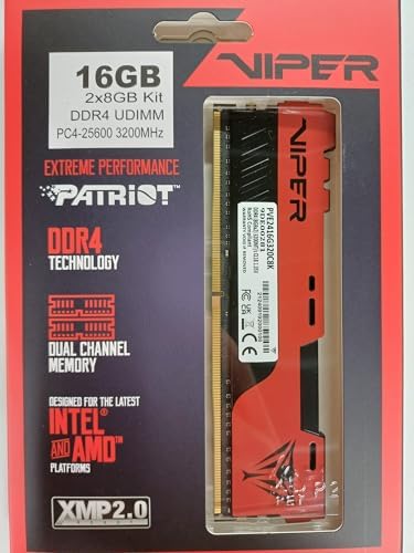 Patriot Viper Elite II DDR4 RAM 16GB  2X8GB  3200MHz CL18 1 35v UDIMM Desktop Gaming Memory Kit Compatible with XMP   PVE2416G320C8K