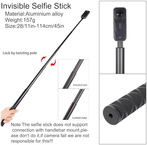 PellKing Accessories Kit for insta360 X5 Included Carrying Case with Belt 2 Pcs Metal 1/4 Adapter Handlebar Clamp Magnetic Mount 43in Selfie Stick Chest Strap Head Strap Backpack Mount and Others