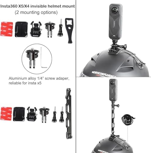 PellKing Accessories Kit for insta360 X5 Included Carrying Case with Belt 2 Pcs Metal 1/4 Adapter Handlebar Clamp Magnetic Mount 43in Selfie Stick Chest Strap Head Strap Backpack Mount and Others