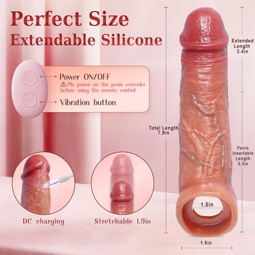Penis Sleeve Cock Sleeve Vibrator   FYSHAVO 5IN1 Realistic Adult Male Sex Toys for Men Penis Extender Vibrating Cock Ring  Smart App & Remote Control  Elastic Penis Ring to Enlarge for Men Couples