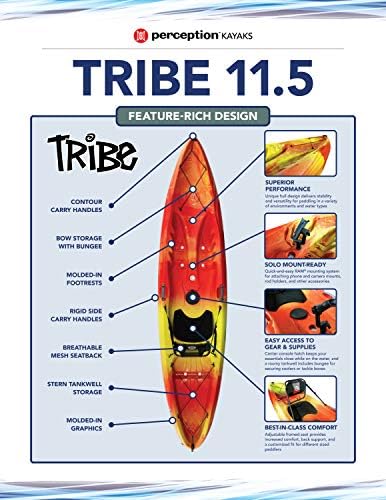 Perception Tribe 11 5   Sit on Top Kayak for All Around Fun   Large Rear Storage with Tie Downs   11 5