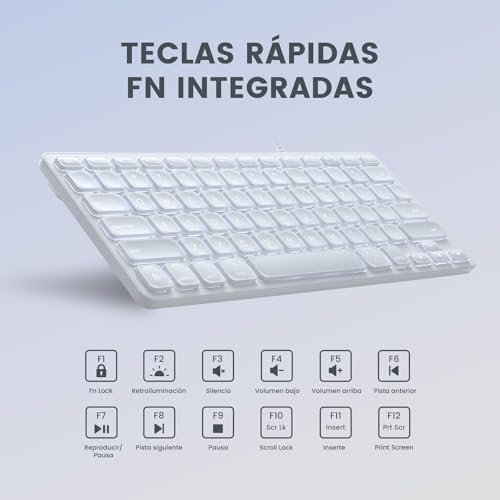 Perixx PERIBOARD 832MW Teclado Bluetooth para Mac   inalámbrico retroiluminado   LED Blanco   Disposición Espa ola con  