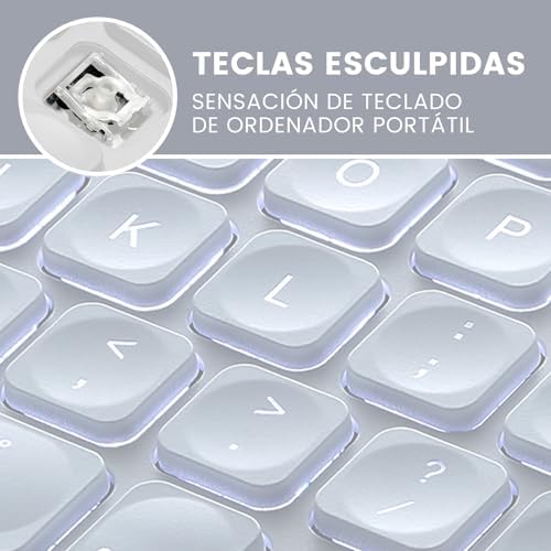 Perixx PERIBOARD 832MW Teclado Bluetooth para Mac   inalámbrico retroiluminado   LED Blanco   Disposición Espa ola con  