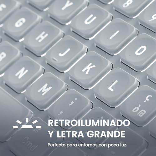 Perixx PERIBOARD 832MW Teclado Bluetooth para Mac   inalámbrico retroiluminado   LED Blanco   Disposición Espa ola con  