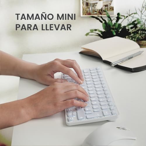 Perixx PERIBOARD 832MW Teclado Bluetooth para Mac   inalámbrico retroiluminado   LED Blanco   Disposición Espa ola con  