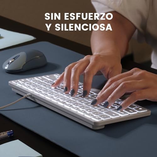 Perixx PERIBOARD 832MW Teclado Bluetooth para Mac   inalámbrico retroiluminado   LED Blanco   Disposición Espa ola con  