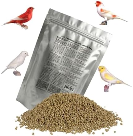 Perle Morbide White Soft Food for Canaries  Finches  Siskins  Goldfinches  Waxbills   Protein Rich Mini Morsels  Easy to Prepare with Water or Eggfood Mix 1Kg