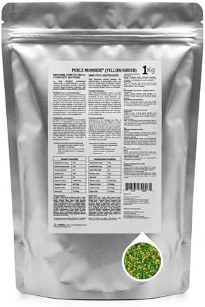 Perle Morbide Yellow Green Soft Bird Food 1Kg   Comida para Pajaritos  Complete Extruded Diet for Canaries  Finches  Parakeets  Goldfinches  Lady Gouldians   Vitamin Rich & Digestible Formula