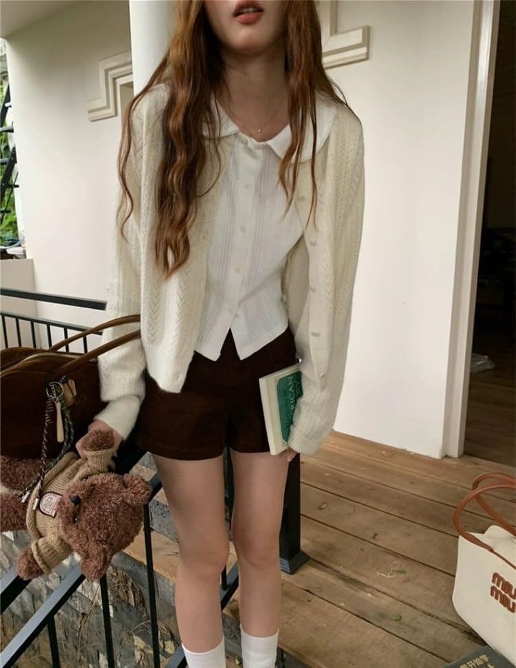 Peter Pan Collar Long Sleeve Shirt Y2k Shoujo Girl Babydoll Tops Whimsical Sweater Coquette Himekaji Clothes