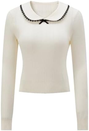 Peter Pan Collar Long Sleeve Shirt Y2k Shoujo Girl Babydoll Tops Whimsical Sweater Coquette Himekaji Clothes