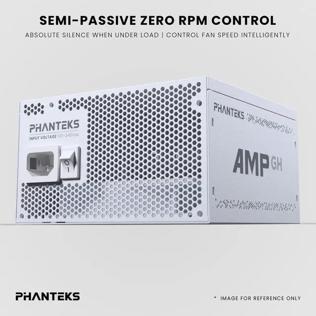 Phanteks AMP GH 850W Gold Power Supply  ATX 3 1 and PCIe 5 1 Platform  Fully Modular Individual Cables  Silent Fanless mode  White
