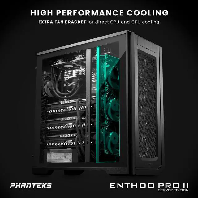 Phanteks Enthoo Pro 2 Server Edition   SSI EEB Motherboard support  11 PCI slots  15x fan positions  Tempered Glass Side Panel  Black