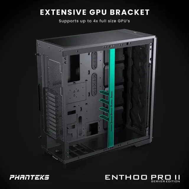 Phanteks Enthoo Pro 2 Server Edition   SSI EEB Motherboard support  11 PCI slots  15x fan positions  Tempered Glass Side Panel  Black