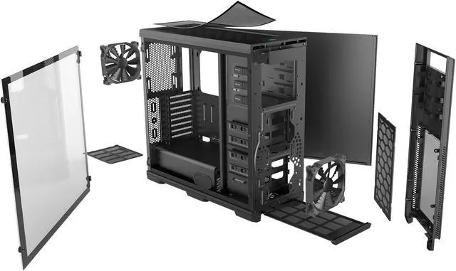Phanteks Enthoo Pro TG PH ES614PTG BK Integrated RGB Lighting Control Tempered Glass Side Panel ATX Full Tower Computer Case   Black