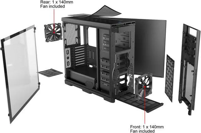 Phanteks Enthoo Pro TG PH ES614PTG BK Integrated RGB Lighting Control Tempered Glass Side Panel ATX Full Tower Computer Case   Black