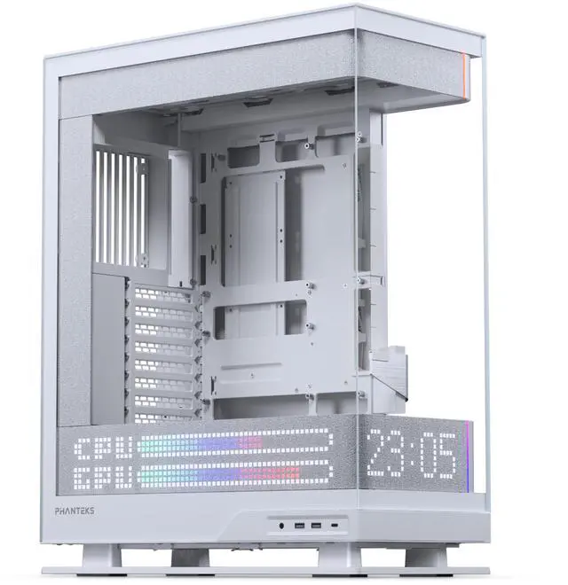 Phanteks Evolv X2 Matrix Mid Tower ATX Gaming Chassis with 900 LED Matrix Display  Fabric Interior Panel  Vertical Cooling System  Tempered Glass  Integrated D RGB Lighting  Grey White