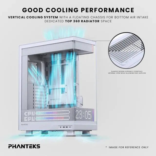 Phanteks Evolv X2 Matrix Mid Tower ATX Gaming Chassis with 900 LED Matrix Display  Fabric Interior Panel  Vertical Cooling System  Tempered Glass  Integrated D RGB Lighting  Grey White