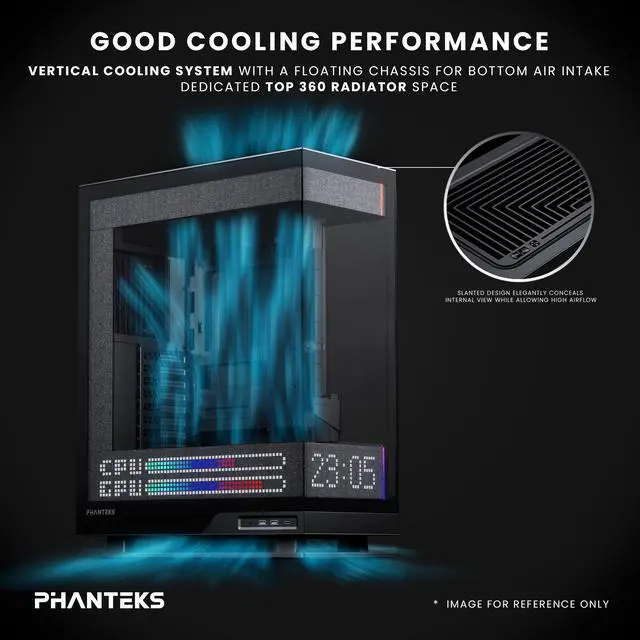 Phanteks Evolv X2 Matrix Mid Tower ATX Gaming Chassis with 900 LED Matrix Display  Fabric Interior Panel  Vertical Cooling System  Tempered Glass  Integrated D RGB Lighting  Charcoal Black