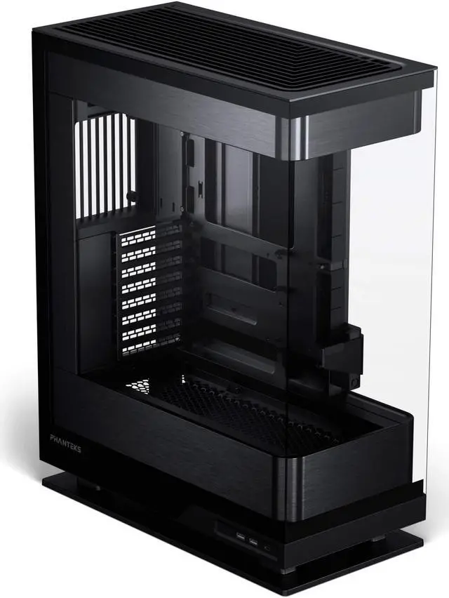 Phanteks Evolv X2  Mid Tower Gaming Chassis  Vertical Cooling System  See through Tempered Glass Chassis  Brushed Aluminum interior panel with Integrated D RGB Lighting  Brushed Black