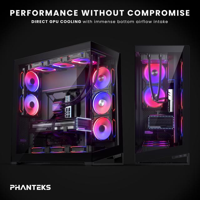 Phanteks NV9 MKII  Showcase Full Tower Chassis  Rear Connect MB Support  Integrated D/A RGB Lighting  Seamless Tempered Glass Design  11x 140mm Fan Positions  Black