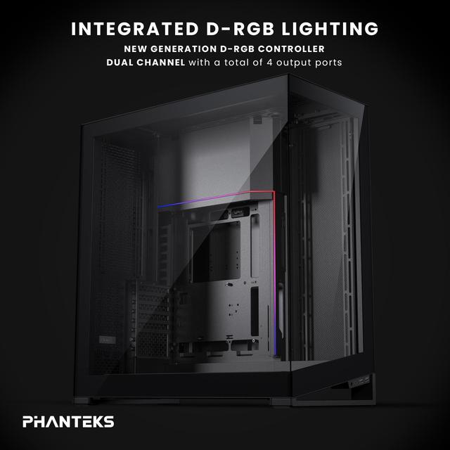 Phanteks NV9 MKII  Showcase Full Tower Chassis  Rear Connect MB Support  Integrated D/A RGB Lighting  Seamless Tempered Glass Design  11x 140mm Fan Positions  Black