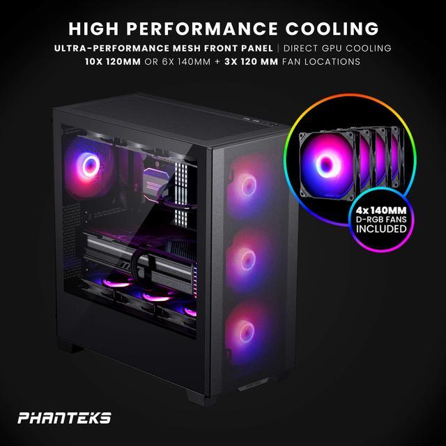 Phanteks XT Pro Ultra  Mid Tower Gaming Chassis  4x M25 140 Fans Included  High Airflow Performance Mesh  Tempered Glass Window  USB C 3 2 Gen2  Black