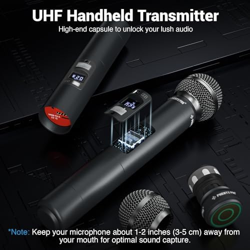 Phenyx Pro Wireless Microphone System  8 Channel Wireless Mic  w/ 8 Handheld Dynamic Microphones  Auto Scan 8x40 UHF Frequencies  328ft Range  Mics for Singing Church  Karaoke PTU 6000 8H