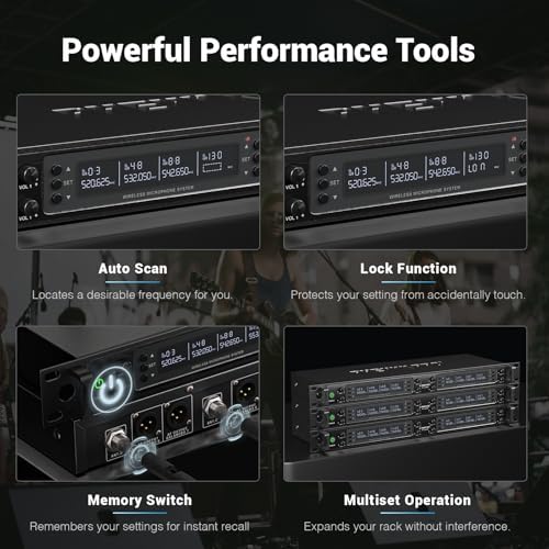 Phenyx Pro Wireless Microphone System  8 Channel Wireless Mic  w/ 8 Handheld Dynamic Microphones  Auto Scan 8x40 UHF Frequencies  328ft Range  Mics for Singing Church  Karaoke PTU 6000 8H